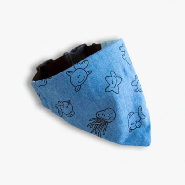 Hundbandana Fish Denim