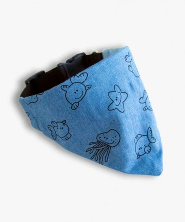 Hundbandana Fish Denim