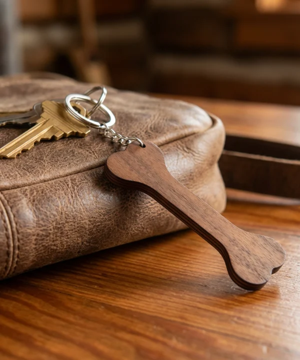 Nyckelring Dog Bone Long Walnut