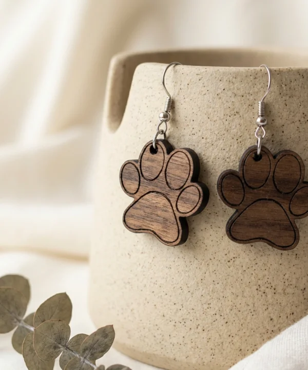 Örhängen hundtass valnöt