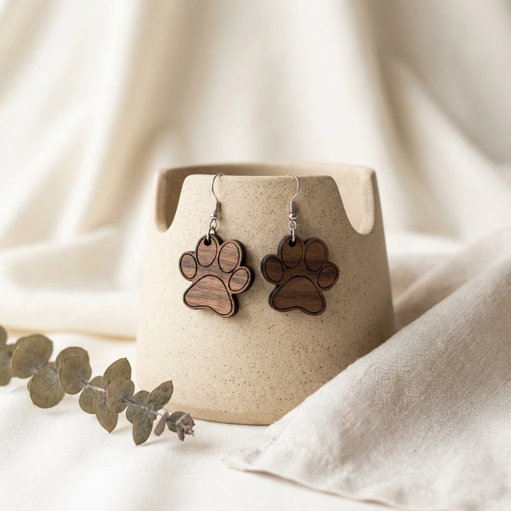 Örhängen hundtass valnöt