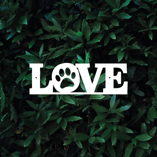 Skylt LOVE Hundtass 250x80mm